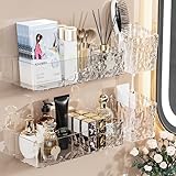Lae Nuvole 4 Pack Wall Mounted Bathroom Caddy Organizer, Adhesive Shower Shelf for Inside Shower Caddy Plastic Bathroom Organizers and Storage with Bins for Makeup, Bath, Home Decor (Clear-4 Pack)