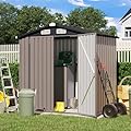 Verano Garden 6x4 FT Outdoor Storage Shed, Galvanized Metal Steel Garden Shed,Double Door W/Lock, Bike Storage for Backyard, Patio, Lawn (72.05" × 38.58"× 77.17")