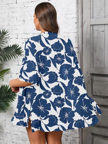 Image of AusLook Plus Size Cardigan for Women Short Sleeve Lightweight Open Front Shrug with Pockets for Dresses and Layering 1X-5X