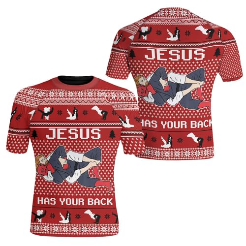 Christmas Ultra Soft Compression Shirt Short Sleeve for Men, Rash Guard Men Jiu Jitsu Short Sleeve