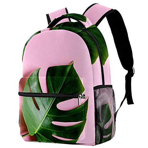 Sac à dos voyage feuilles tropicales et compartiment bouteille pour fille et garçon