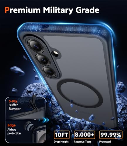 Image of FNTCASE for Samsung Galaxy S26-Plus Case: Matte Magnetic Phone Cases with Screen Protector Compatible with Magsafe Slim Anti Yellowing Protective Translucent Cover (Frosted Black Magnetic)