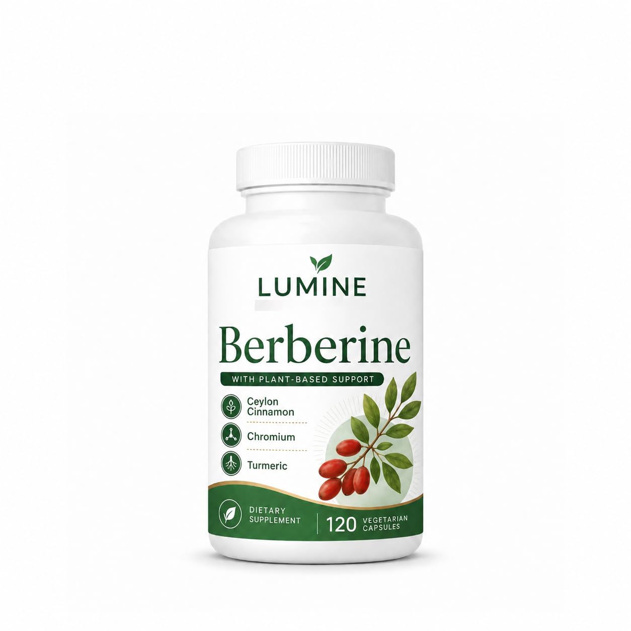 LUMINE Organics Berberine Capsules, Berberine 4 in 1 Complex, Vegan Non-GMO Daily Supplement, 120 Capsules