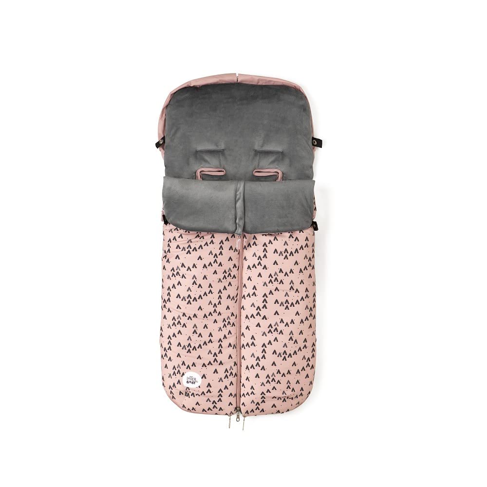 Interbaby Chanceliere Bebe Poussette Couverture Poussette Bebe Hiver, Doux | Sac de Couchage Poussette Bebe Détachable, Double Ouverture, Lavage Facile, Matériaux Antiallergiques, Montan Rose