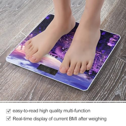 Báscula digital de baño púrpura lavanda de alta precisión miniatura 5