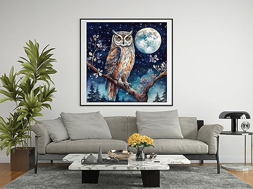 Image of Moohue Stamped Cross Stitch Kits for Adults Skull 14CT Pre Printed Cross Stitch Kits for Beginners (Owl 1)