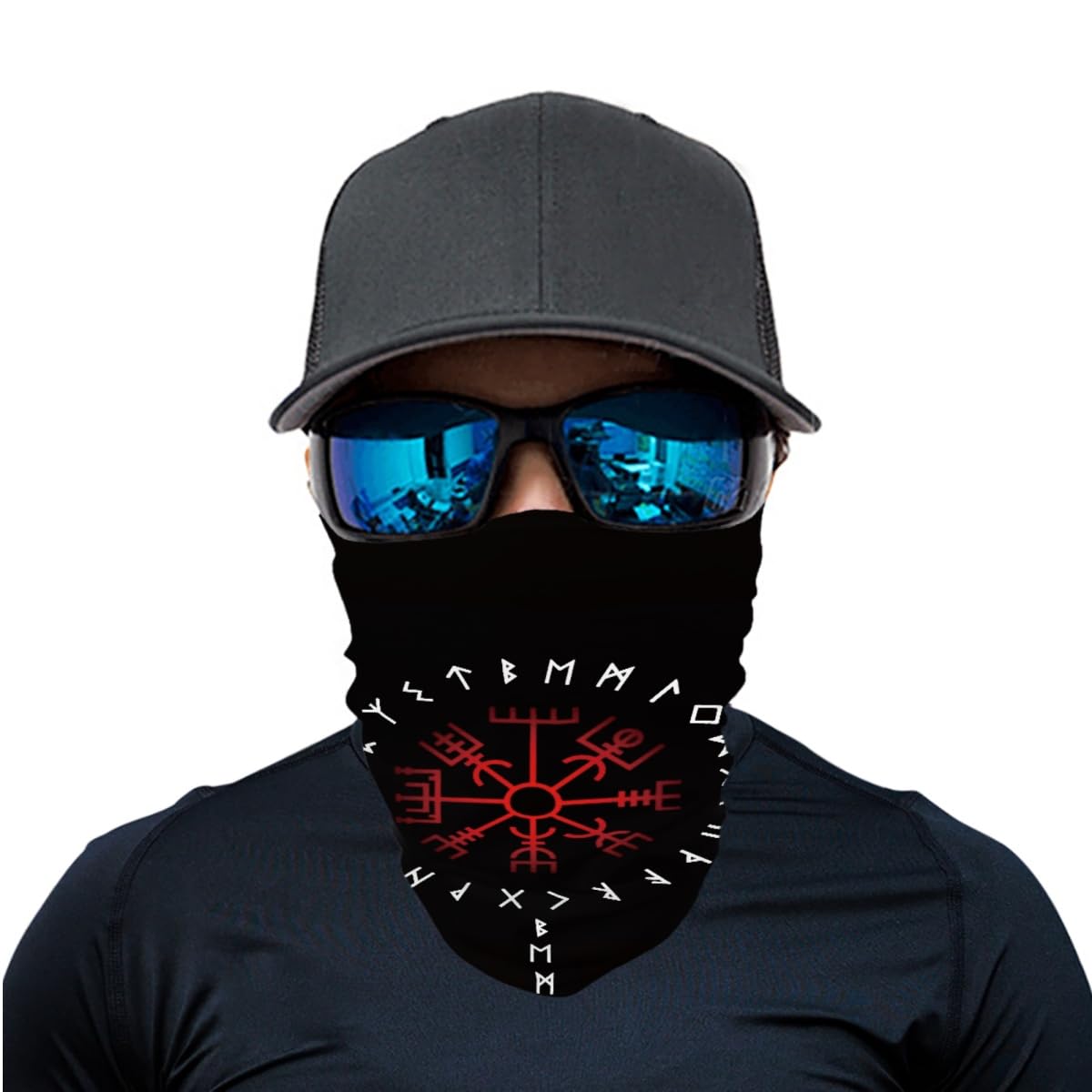 GLUDEAR Wolf 3D Print Balaclava Neck Gaiter Tube Face Bandana Scarf for Dust Wind Sun Protection,4pcs Viking Dragon Raven