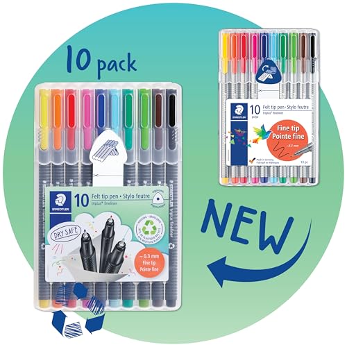 Staedtler Triplus Fineliner Porous Point Pen, Stick, Extra-Fine 0.3 Mm, Assorted Ink Colors, Silver Barrel, 10/pack - Thumbnail 5