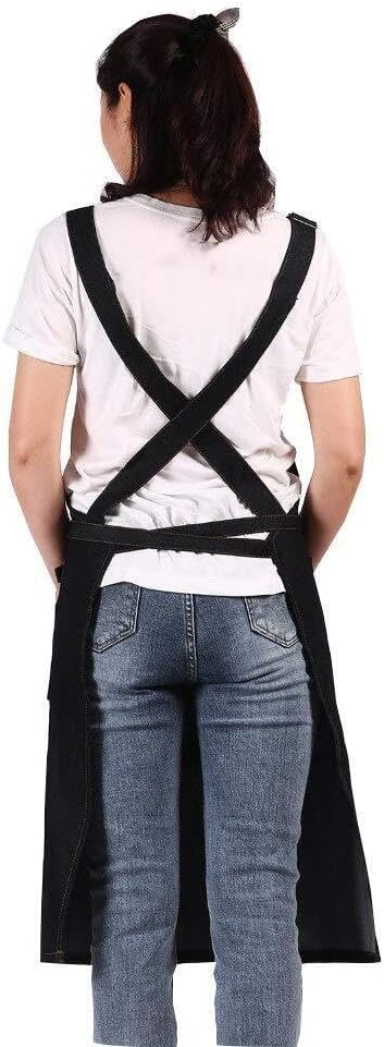 Chef Aprons for Men Women with ，Aprons With Pockets Fashion Black Denim Apron for Chef Kitchen Apron Apron