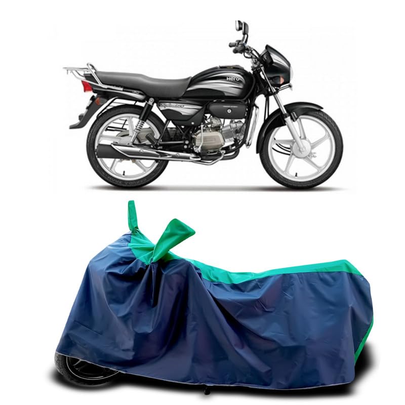 Image of DUFFEL-Two Wheeler Bike Body Cover Compatible for Hero Splendor Plus I3s Bs6 Heat Protectio /UV-Rays /Birds Dropping /DustProof /Waterproof Indoor Outdoor and Parking Full Body Protection [Green Patta]