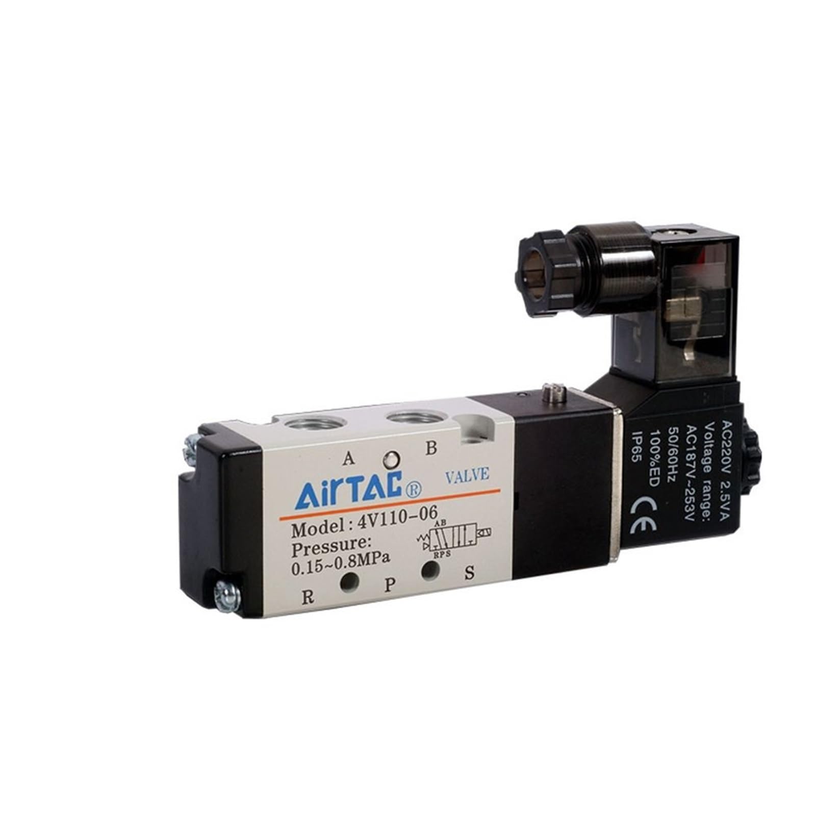 VSPPJYFG 4v110-06 4v110-08 solenoid valve valve 220v two-position five-way reversing valve 24v coil cylinder(4v110-06 DC24V)
