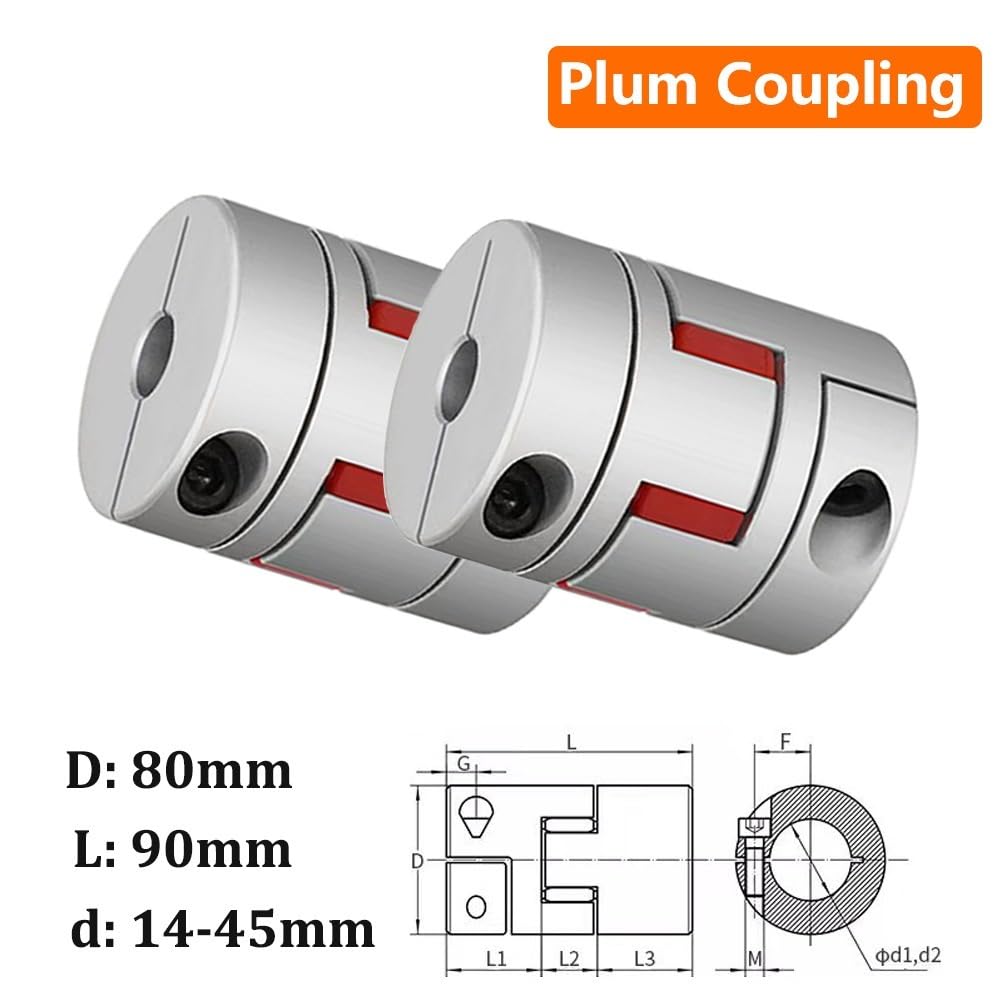 Acoplamiento de Abrazadera Flexible Tipo Ciruela Serie LM 1PC D80 L90, tamaño Eje D80L90, Acoplamiento mordaza CNC, acoplamientos 14 mm a 45 Cheerfully(15x17mm)