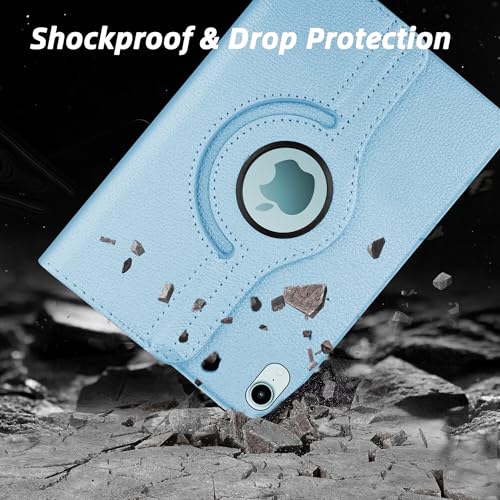 Image of TGK 360 Rotatable Smart Flip Cover for iPad mini 7 Case A17 Pro 2024, iPad mini 7th /6th Generation 8.3 inch (Sky Blue)