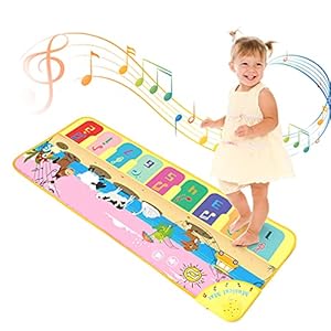 Non-skid and With 25 Sounds Children’s Latest Dance Piano Music Mat, Multifunction Electronic Music Animal Touch Play Blanket Toys Gifts for Baby Toddlers Boys Girls 1-4 Years Old (100*36cm)