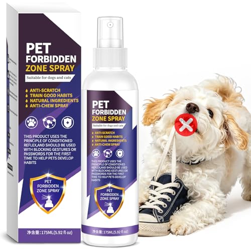 Bitter Apple Spray for Dogs & Cats No Chew Anti Chew Spray Natural Alcohol Free Dog Deterrent Spray Stop Dog Chewing Licking Biting Indoor Outdoor Furniture Protection Training Spray 5.92 fl oz