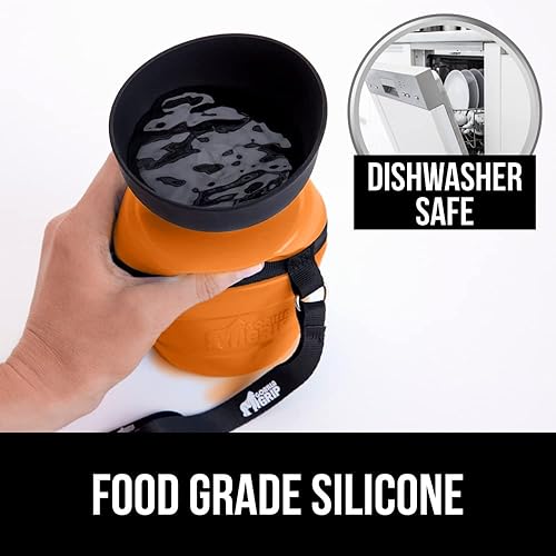 Miniatura 6 de Gorilla Grip Botella de agua portátil para perros sin derrames con cuenco integrado, dispensador de bebidas de silicona de grado alimenticio a