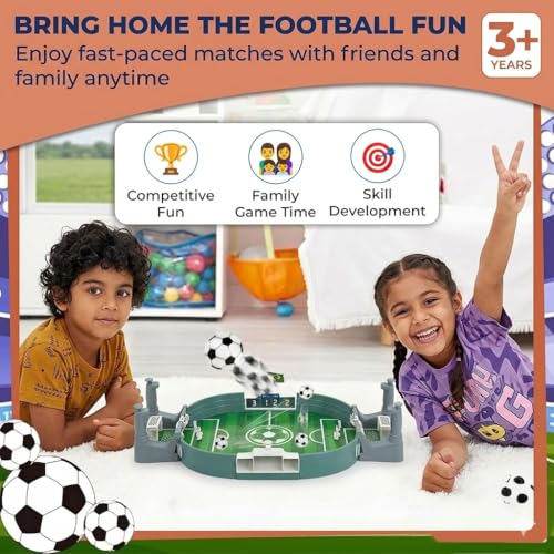 Image of Funky Panda Football Table Top Game for Kids 3+ Years | 2-Player Mini Indoor Soccer Board Game | Builds Hand-Eye Coordination, Focus & Strategy | Includes 4 Balls | Portable Sports Gift for Boys&Girls