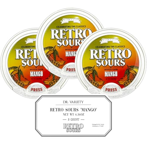 Retro Sours Mango (3 Pack) - Nostalgic Sour Candy, 3 Hard Candy Tins - Retro Sour Drops, Mango Mints