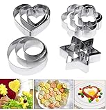 Amison Cookie Pastry Fruit Cutters, 12 Pcs Metal Stainless Steel Heart Star Circle Flower Shaped Mould