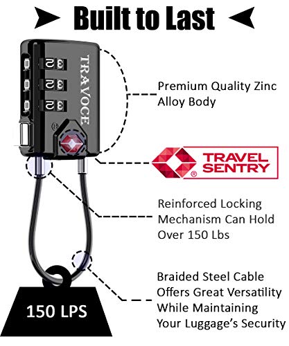 Tsa Approved Luggage Locks, Travel Locks Which Also Work Great As Gym Locks, Toolbox Lock, Backpack And More, Black 4 Pack #TOP1