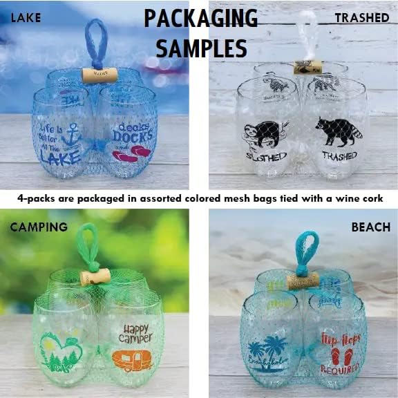 Miniatura 7 de Juego de 4 copas de vino de plástico inastillables de 16 onzas fabricadas en los Estados Unidos (BAMA ROLL TIDE)