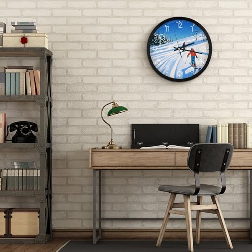 Horloge murale a piles ski numerique decoration salon - 7