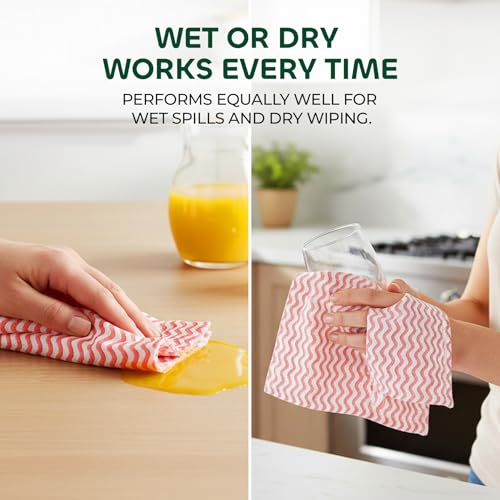 Image of Reusable Non Woven Kitchen Towel Roll | Ultra Absorbent Washable & Quick Dry Cleaning Wipes | Antimicrobial Anti-Odour Multipurpose Tissue Alternative for Dishcloth Cleaning, 50 Pulls, Pack 1