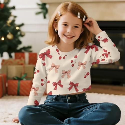 Girl's Sweatshirts Long Sleeve Cropped Pullover Tops Fashion Crewneck Sweatshirt Kids Fall Clothes for 5-14 Years4