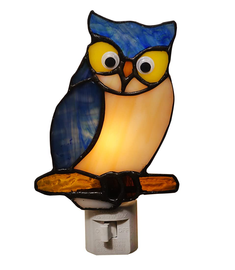 DUONAYU Stained Glass owl Night Light studyroom Night Light Suitable for Living Room Corridor Bedroom Plug into Wall