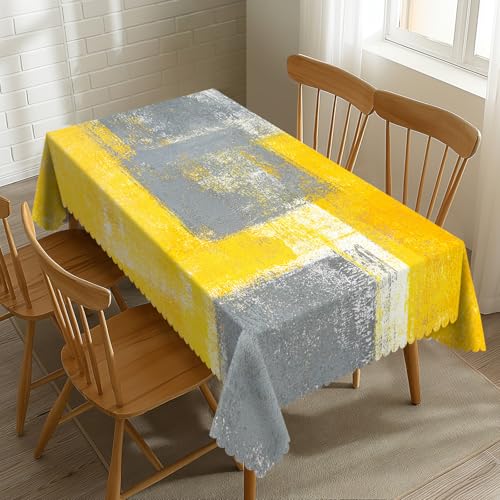 SENYOUMI Yellow Grey Tablecloth Abstract Oil Painting