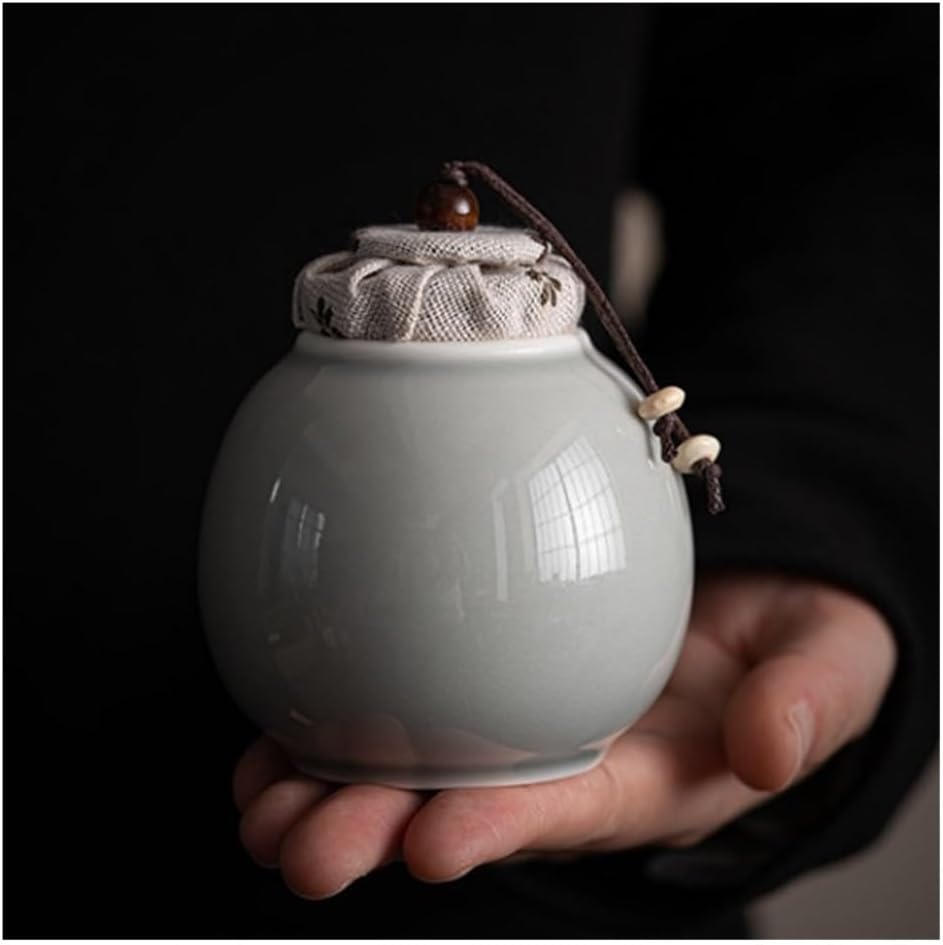 Tea Container Kitchen Canisters, 6.7 Oz Ceramics Tea Tin Canister