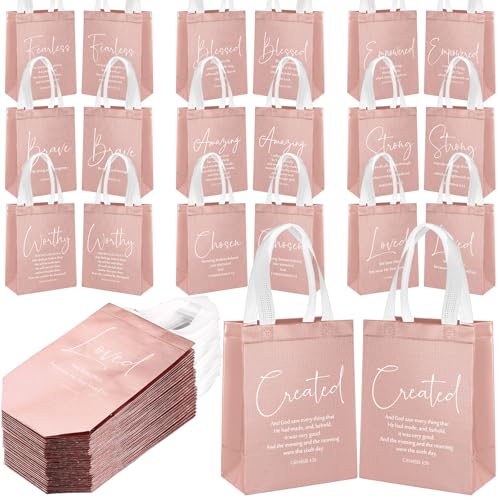 Aliceset 40 Pcs Christian Gift Bags with Bible Verse, Black, Pink