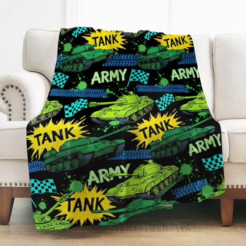 Levens Army Tank Throw Blanket|50"x60"|Soft Lightweight Cozy Decor Gift