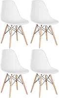 Loft7, Kit 4 Cadeiras Charles Eames Eiffel Dsw Em Polipropileno Com Pés De Madeira Clara Versátil E Elegante Sala De Jantar Cozinha Bar E, Branco