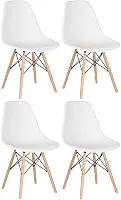 Loft7, Kit 4 Cadeiras Charles Eames Eiffel Dsw Em Polipropileno Com Pés De Madeira Clara Versátil E Elegante Sala De Jantar Cozinha Bar E, Branco