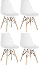 Loft7, Kit 4 Cadeiras Charles Eames Eiffel Dsw Em Polipropileno Com Pés De Madeira Clara Versátil Moderna E Elegante Sala De Jantar Cozinha Bar E Restaurante, Branco