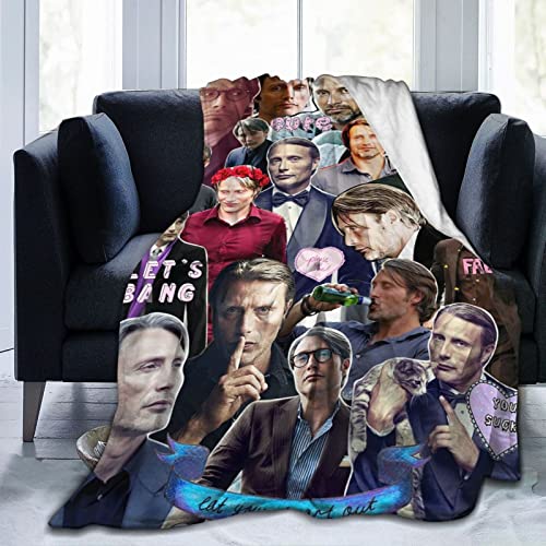 LOUJIN Mads Mikkelsen lekka i ciepła, ultramiękka i wygodna flanela, polar z mikrofibry, niemechacący się plusz na kanapę, łóżko, sofę 200 cm x 150 cm