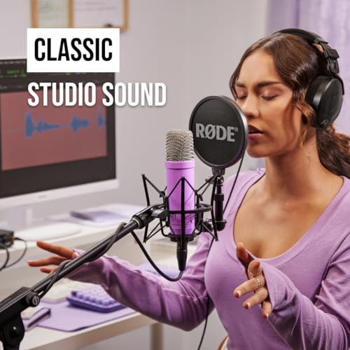 RØDE NT1 Signature Series Large-Diaphragm Condenser Microphone with Shock Mount, Pop Filter and XLR Cable for Music Production, Vocal Recording, Streaming and Podcasting (Purple) - Image 4