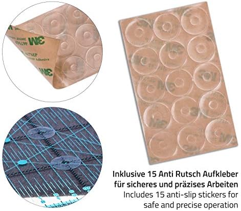 Linijka patchworkowa 30 x 15 cm z gratisową naklejką antypoślizgową. Przezroczysta uniwersalna linijka o cm i wymiarach kątowych
