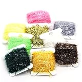 SAMS 90 Meters Fly Tying Materials Ice Chenille Flash Chenille Line Specific 9 Colors Assorted Small or Medium (9 Colors Chenille)