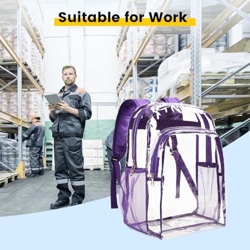 Image of Vorspack Clear Backpack for School, 16 inch Large Clear Bookbag | Lightweight See Through Backpacks for Girls and Boys, Reinforced Straps, Heavy Duty Transparent Clear Bag for Work Travel