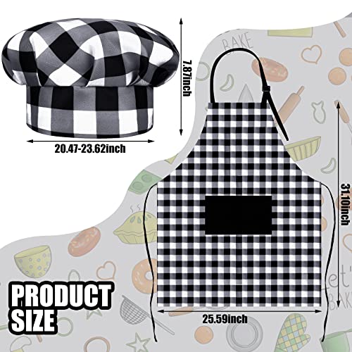 Satinior 4 Pcs Christmas Buffalo Plaid Apron Kitchen Chef Hat Apron Check Apron With Pockets For Cooking Baking Gardening Bbq (32 X 28 Inch) White #TOP2
