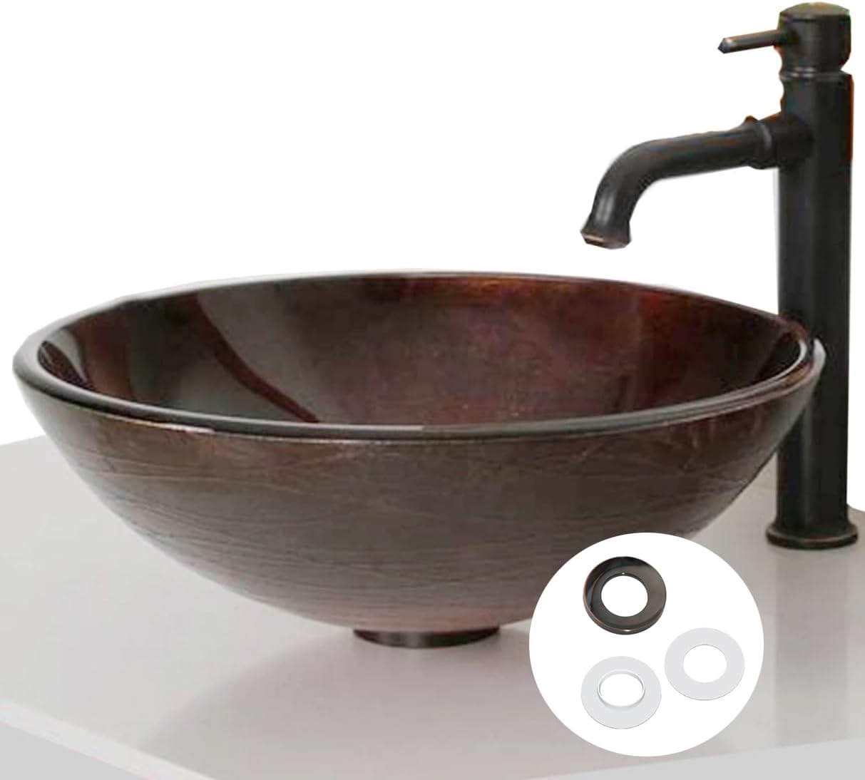 Vessel Sink Mounting Ring Fit for Home Bathroom Glass Vessel Sink Base Mounting Ring Plastic (Antique Copper)