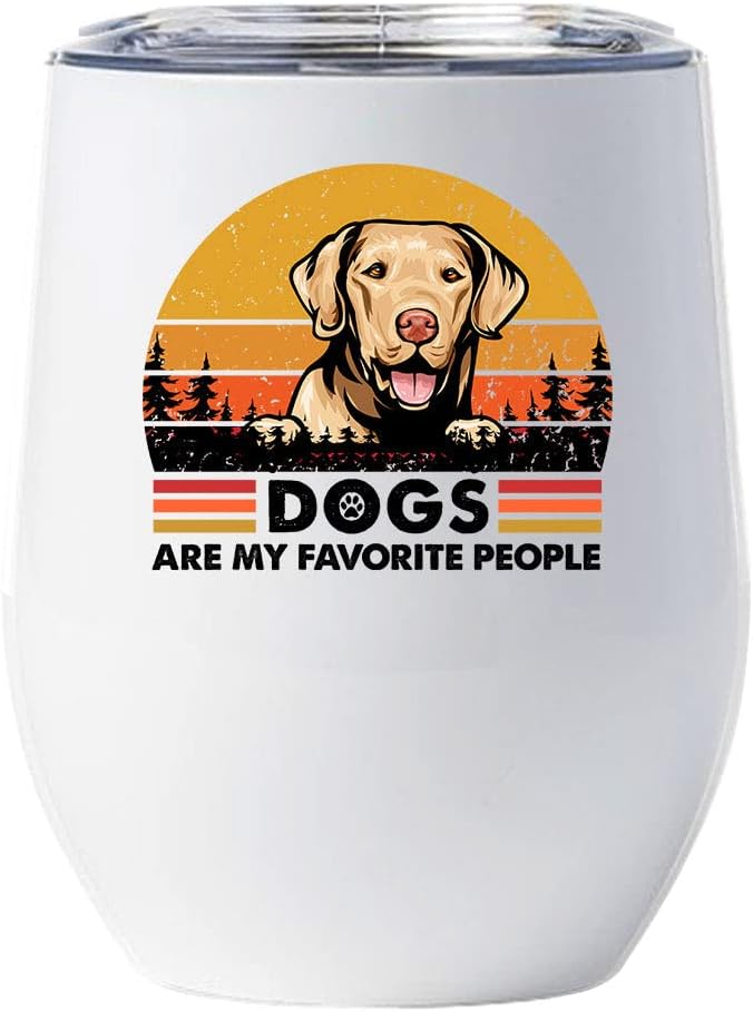 Funny Chesapeake Bay Retriever Dog Tumbler 12oz - Dogs Are My Favorite People Wine Glass With Lid Gift For Dog Lover - Cute Chesapeake Dogs Pet Sunset Tumblers Cup Stainless Steel Christmas Gifts