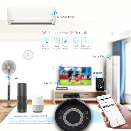 Cloud Even Telecomando IR Smart,Smart IR Control Hub WiFi universale ir infrarossi controllo remoto per TV climatizzatore ventilatore con controllo vocale Compatibile con Amazon Alexa,Google home