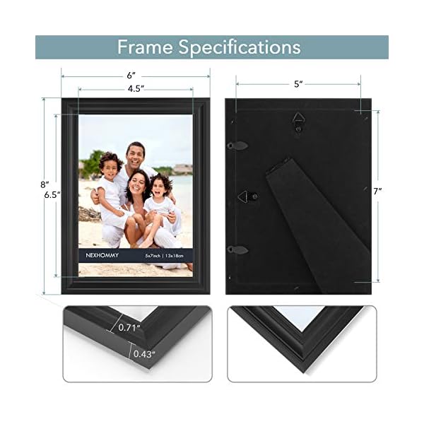 NEXHOMMY 12 x 12 Bilderrahmen-Set – (12 Stück, schwarz), einfach entworfene Fotorahmen, Collage für den Tisch oder zum… – Bild 4