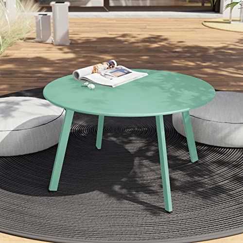Grand Patio Round Steel Patio Coffee Table, Weather Resistant Outdoor Large Side Table, Mint Green… #TOP5