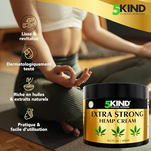 5kind Crème au chanvre ultra puissante 300ml - Huile de chanvre et arnica ultra puissantes - Pour les muscles, pieds, genoux, cou, épaules - Gel de massage riche en extraits naturels – Image 5
