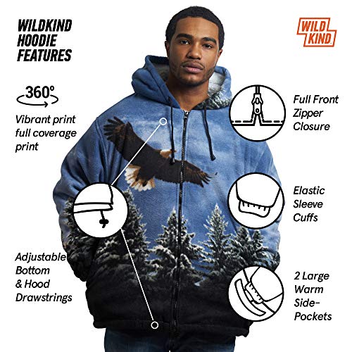 Men Women's Hoodie Sweatshirt Zip up Sherpa Lined Fleece Animal Jacket Wildkind3