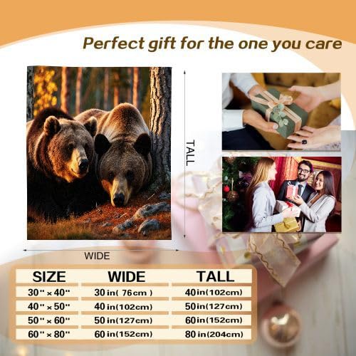 Mantas para Sofas Grandes 220x240 Oso Pardo Animal, Manta Termica Franela Mantilla Felpa para Cama 135/150, Mantitas Polar Suave y Cálida para Perro Mascota Habitacion Dormitorio_A1709